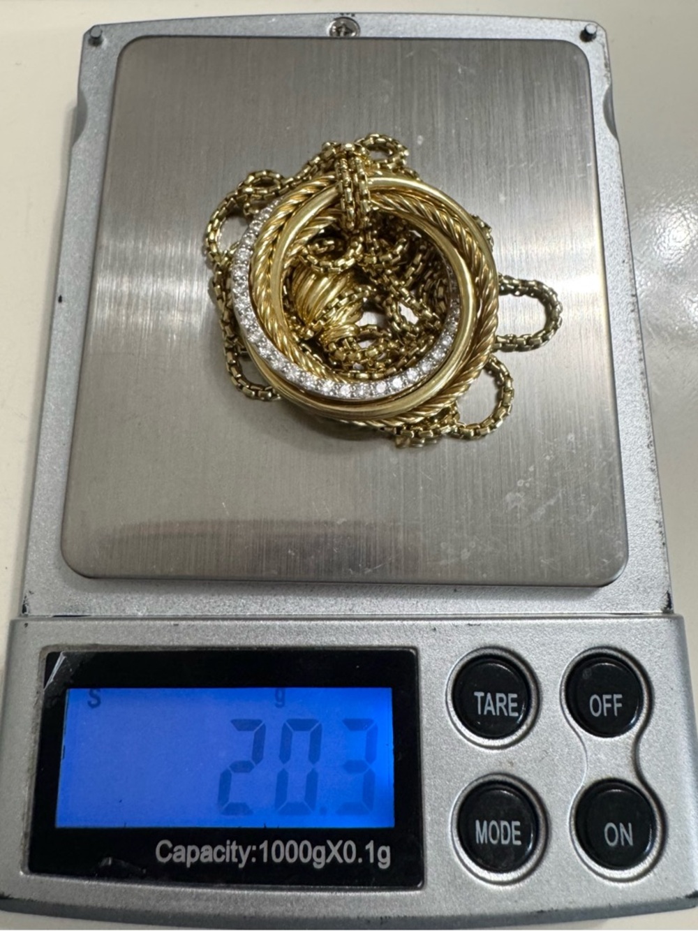 David Yurman 18K Gold Diamond Large Crossover Circle Adjustable Necklace - Picture 10 of 10